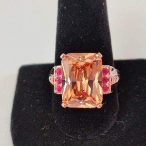 Champagne Sapphire, Ruby and Diamond Ring